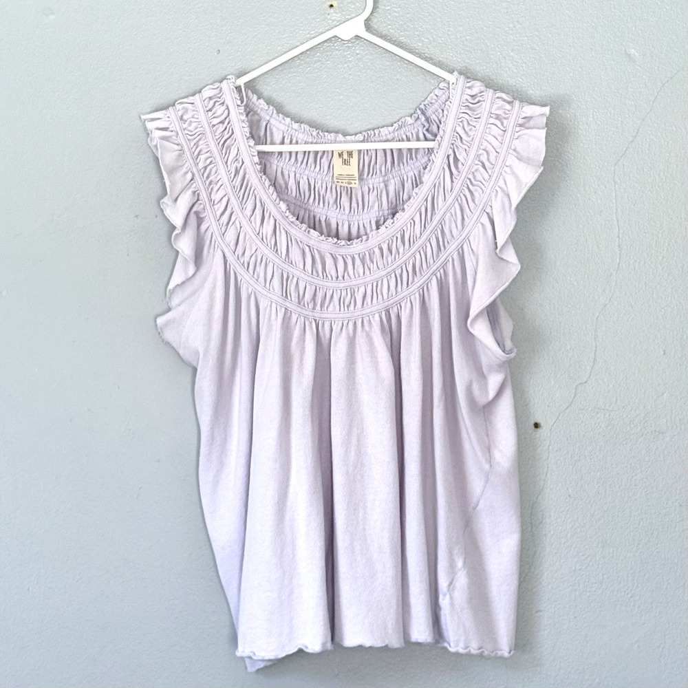 Free People Top Womens Medium We The Free Lavender Boho Flutter Sleeves